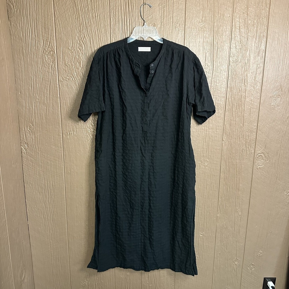 Everlane Dress Womens Black Cotton Caftan Coverup Dress Vacation Sz M Coastal